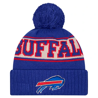 Men's New Era Royal Buffalo Bills Retro Cuffed Knit Hat with Pom