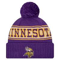 Men's New Era Purple Minnesota Vikings Retro Cuffed Knit Hat with Pom