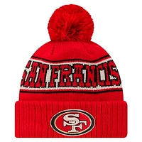 Men's New Era Scarlet San Francisco 49ers Retro Cuffed Knit Hat with Pom