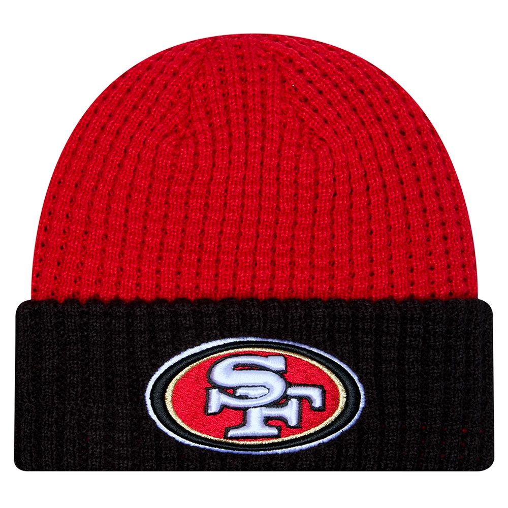 Men's New Era Scarlet San Francisco 49ers Waffled Cuffed Knit Hat