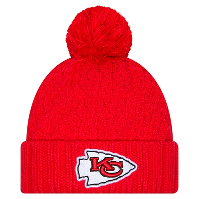 Women's New Era Red Kansas City Chiefs Active Chunky Cuffed Knit Hat with Pom