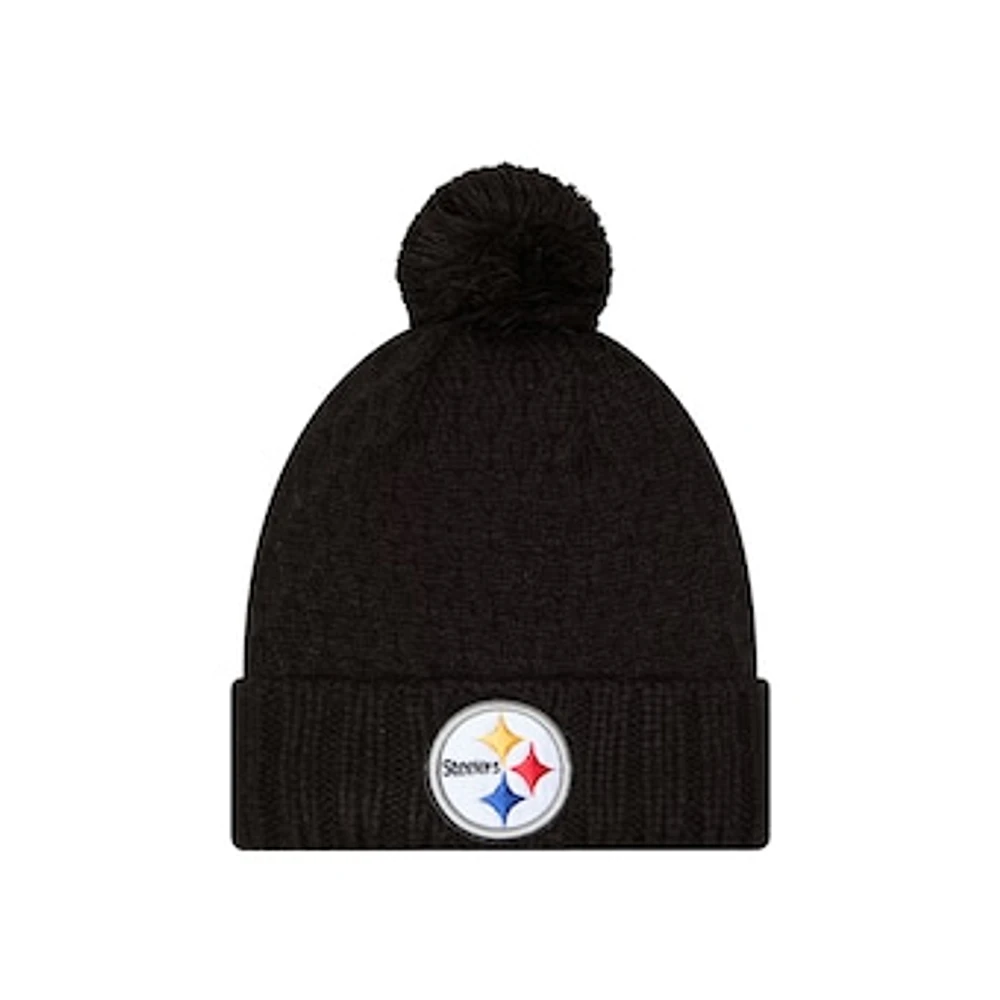 Women's New Era Black Pittsburgh Steelers Active Chunky Cuffed Knit Hat with Pom