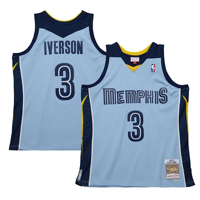 Men's Mitchell & Ness Allen Iverson Light Blue Memphis Grizzlies 2009/10 Hardwood Classics Swingman Jersey