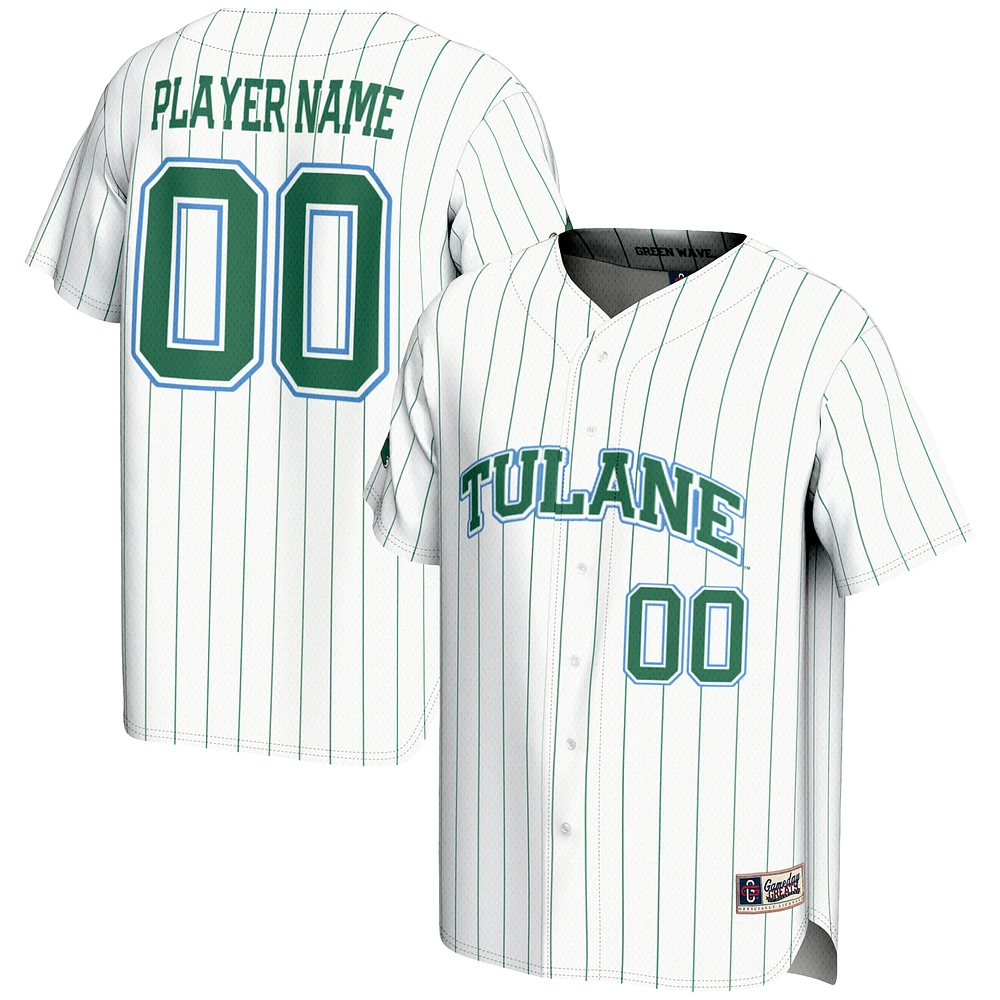 Youth GameDay Greats White Tulane Green Wave NIL Pick-A-Player Lightweight Baseball Jersey