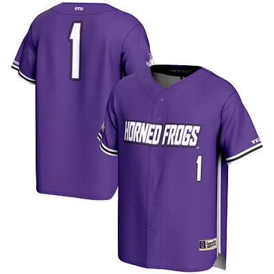 Men's GameDay Greats #1 Purple TCU Horned Frogs Lightweight Baseball Fashion Jersey