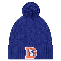 Women's New Era  Royal Denver Broncos Cable Cuffed Knit Hat with Pom