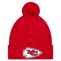 Women's New Era  Red Kansas City Chiefs Cable Cuffed Knit Hat with Pom