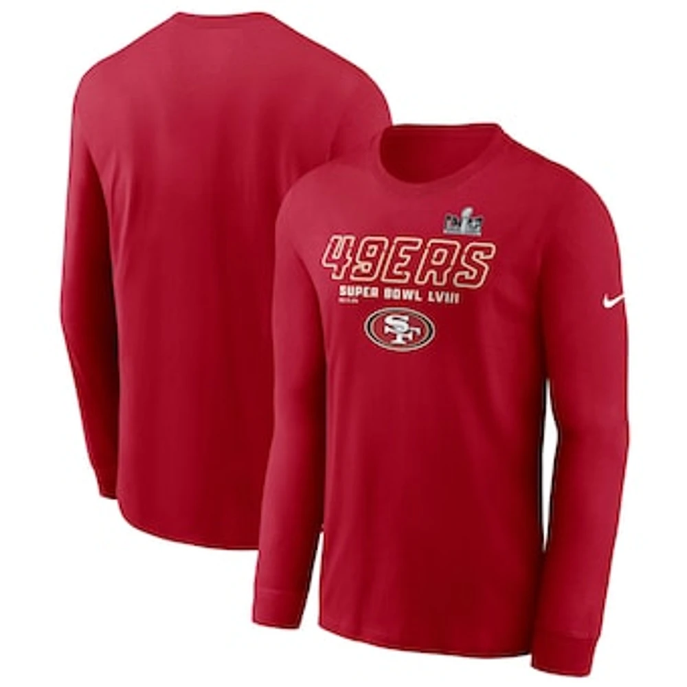 Men's Nike Scarlet San Francisco 49ers Super Bowl LVIII Iconic Long Sleeve T-Shirt