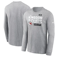 Men's Nike Heather Gray Kansas City Chiefs Super Bowl LVIII Champions Local Fashion Long Sleeve T-Shirt