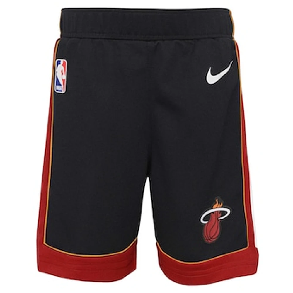 Preschool Nike Black Miami Heat Icon Replica Shorts