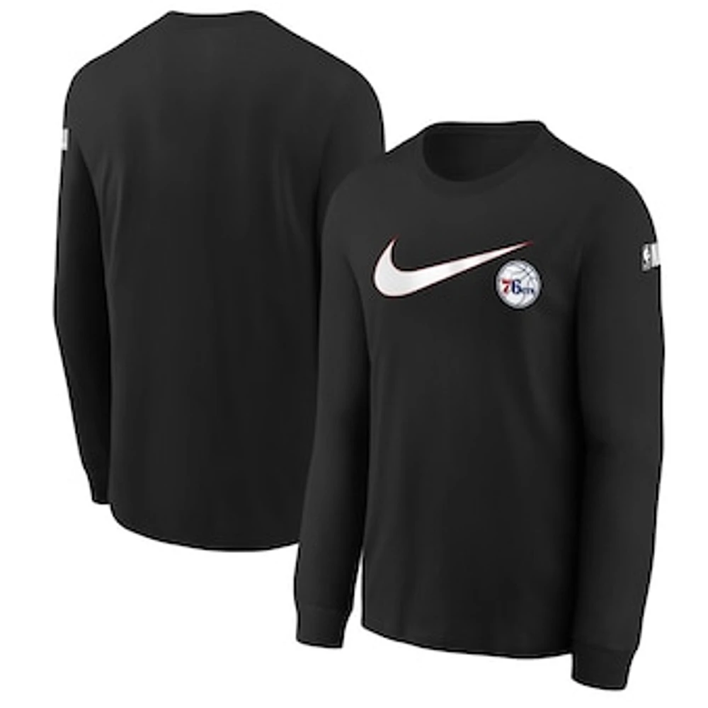 Youth Nike Black Philadelphia 76ers Swoosh Long Sleeve T-Shirt