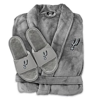Unisex ISlide  Gray San Antonio Spurs Faux Fur Slide Sandals & Robe Bundle