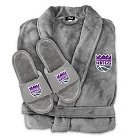 Unisex ISlide  Gray Sacramento Kings Faux Fur Slide Sandals & Robe Bundle
