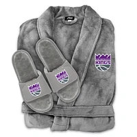 Unisex ISlide  Gray Sacramento Kings Faux Fur Slide Sandals & Robe Bundle