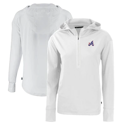 Women's Cutter & Buck White Atlanta Braves City Connect Daybreak Eco Recycled Half-Zip Hoodie
