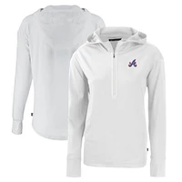 Women's Cutter & Buck White Atlanta Braves City Connect Daybreak Eco Recycled Half-Zip Hoodie