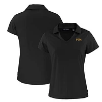 Women's Cutter & Buck Black Pittsburgh Pirates City Connect Daybreak Eco Recycled V-Neck Polo