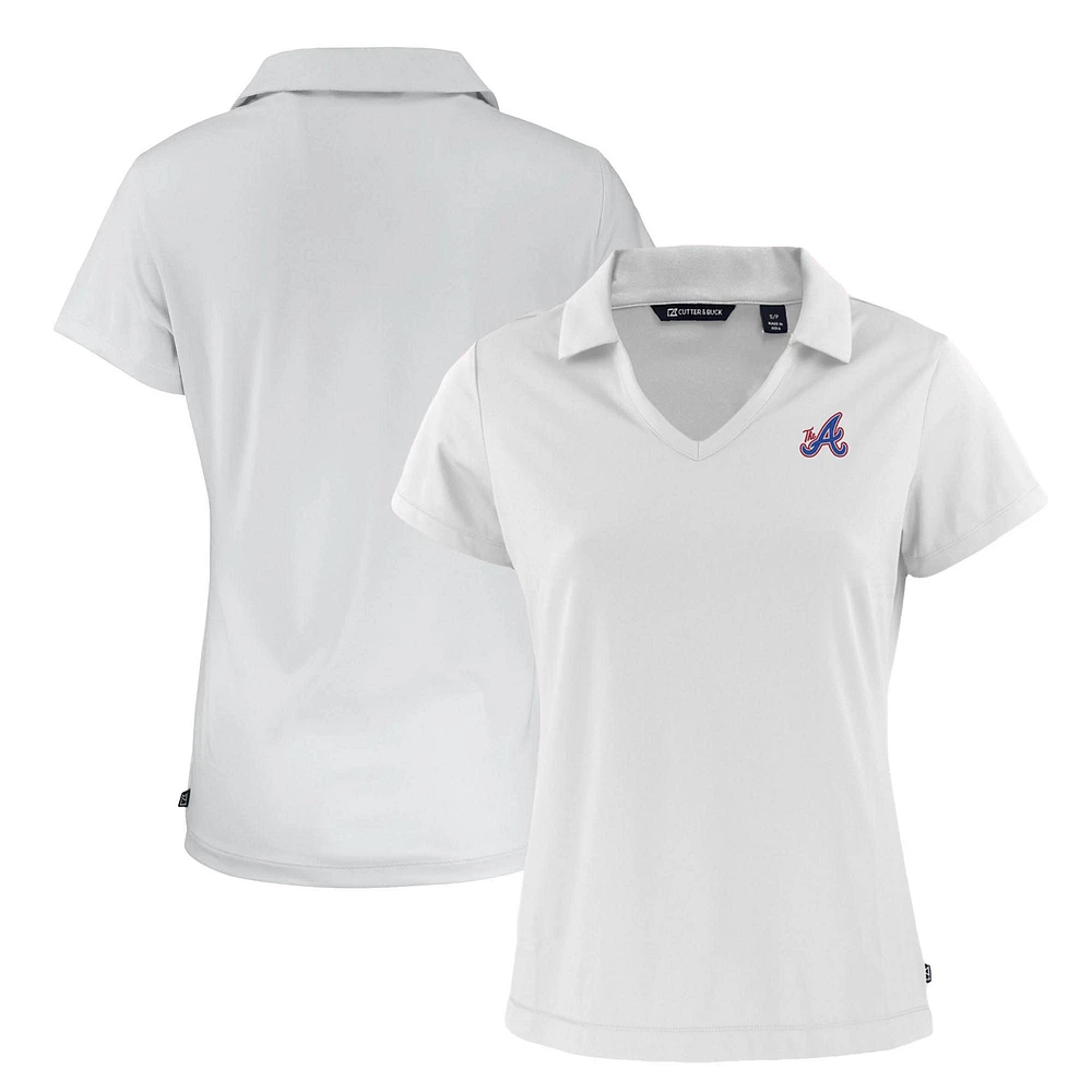 Women's Cutter & Buck White Atlanta Braves City Connect Daybreak Eco Recycled V-Neck Polo