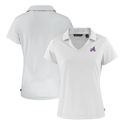 Women's Cutter & Buck White Atlanta Braves City Connect Daybreak Eco Recycled V-Neck Polo