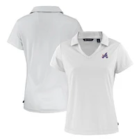 Women's Cutter & Buck White Atlanta Braves City Connect Daybreak Eco Recycled V-Neck Polo