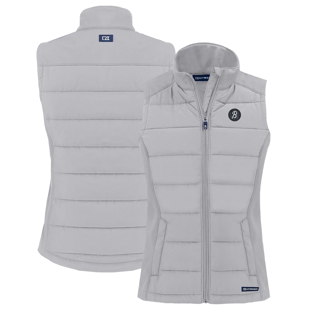Women's Cutter & Buck Gray Baltimore Orioles City Connect Evoke Hybrid Eco Softshell Recycled Full-Zip Vest