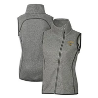 Women's Cutter & Buck Heather Gray Seattle Mariners City Connect Mainsail Sweater-Knit Full-Zip Asymmetrical Vest