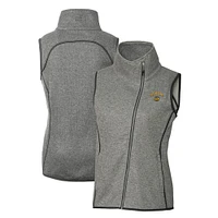 Women's Cutter & Buck Heather Gray Seattle Mariners City Connect Mainsail Sweater-Knit Full-Zip Asymmetrical Vest