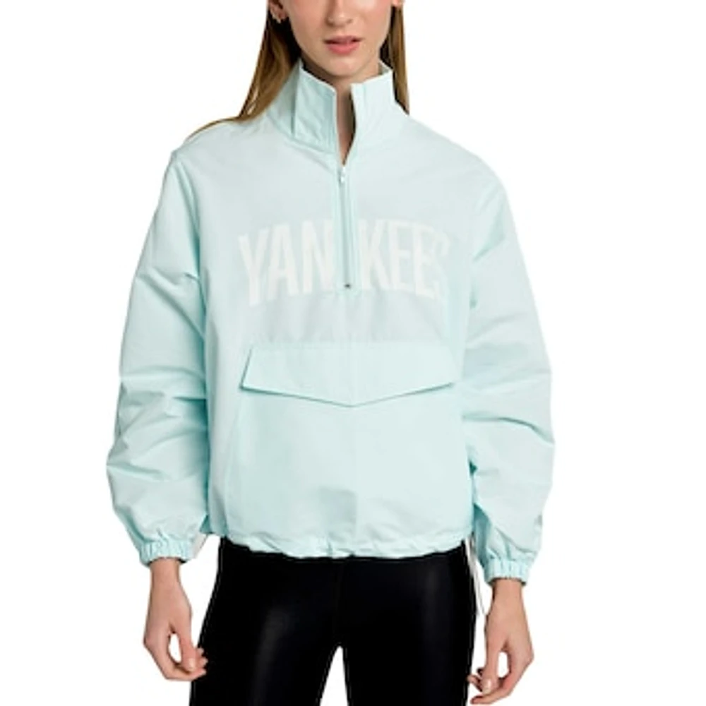 Women's Lusso Light Blue New York Yankees Parker Half-Zip Jacket