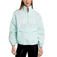 Women's Lusso Light Blue New York Yankees Parker Half-Zip Jacket