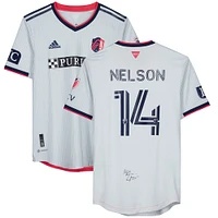 John Nelson St. Louis City SC Autographed Match-Used #14 Gray Jersey from the 2023 MLS Season