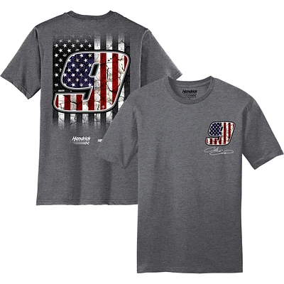 Men's Hendrick Motorsports Team Collection Heather Charcoal Chase Elliott Flag T-Shirt
