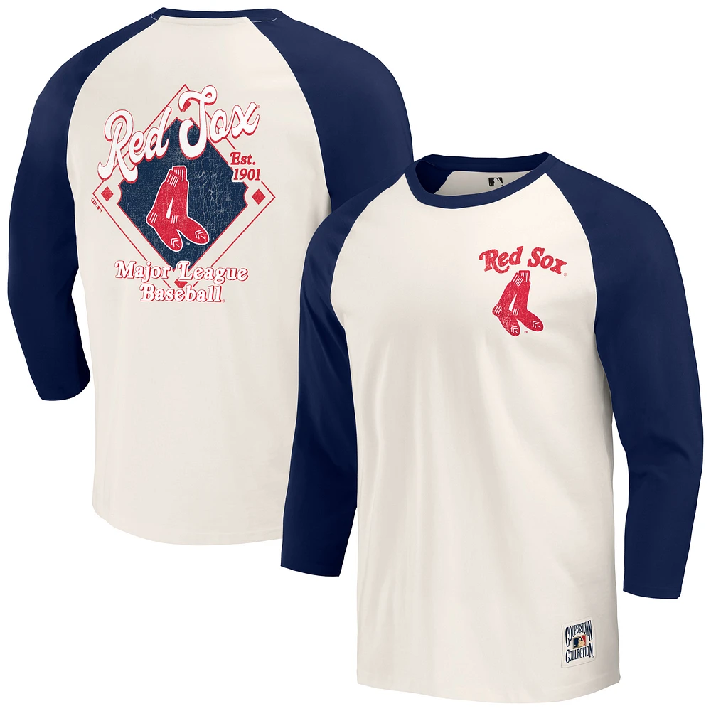 Men's Darius Rucker Collection by Fanatics Navy/White Boston Red Sox Cooperstown Raglan 3/4-Sleeve T-Shirt