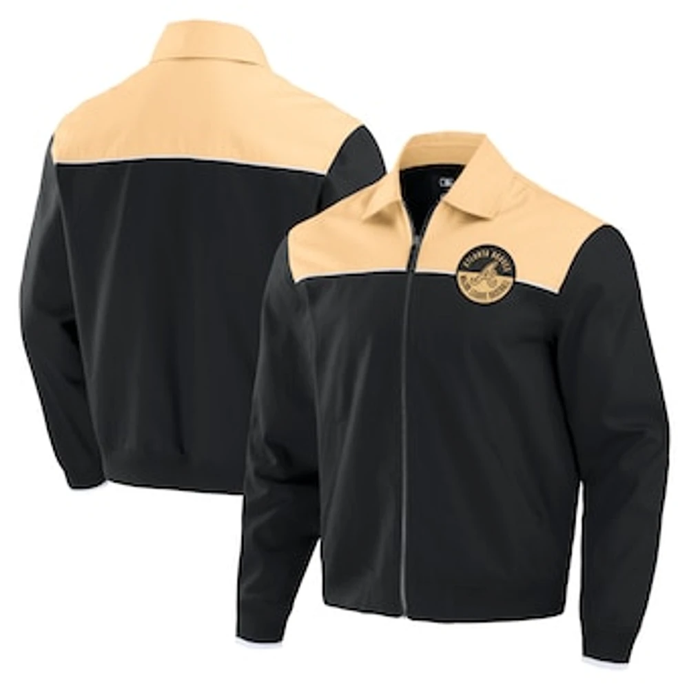 Men's Darius Rucker Collection by Fanatics Black/Tan Atlanta Braves Canvas Bomber Full-Zip Jacket