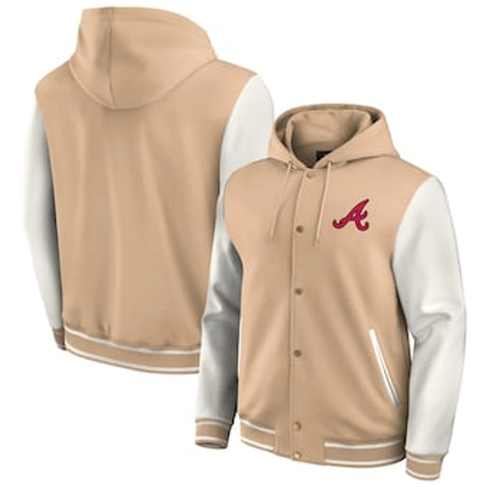 Men's Darius Rucker Collection by Fanatics Khaki Atlanta Braves Tri-Blend Full-Snap Hoodie Baseball Jacket