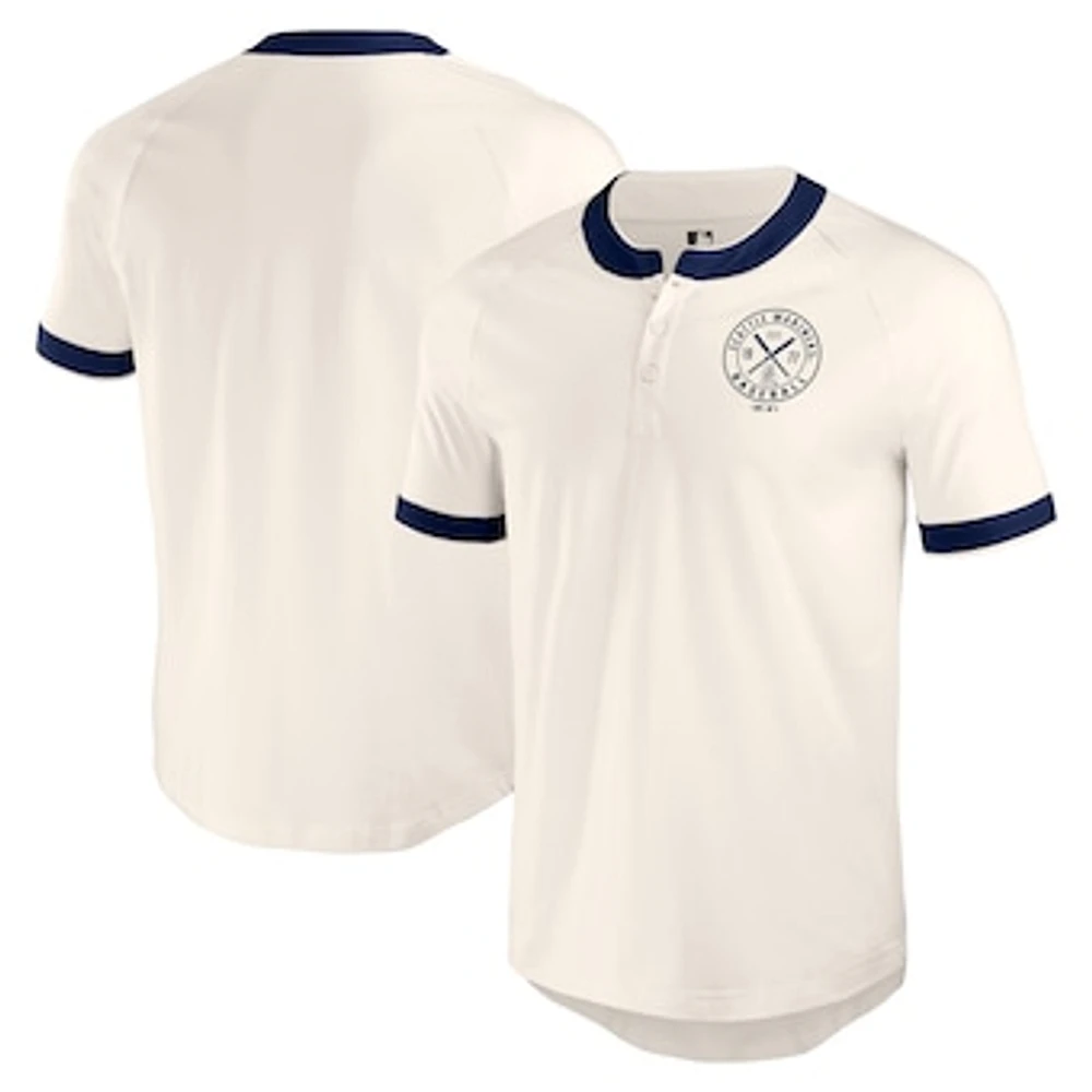 Men's Darius Rucker Collection by Fanatics White Seattle Mariners Henley Raglan T-Shirt