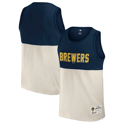 Men's Darius Rucker Collection by Fanatics Navy Milwaukee Brewers Colorblock Tank Top