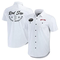 Men's Darius Rucker Collection by Fanatics White Boston Red Sox Pin Stripe Short Sleeve Button-Up Shirt