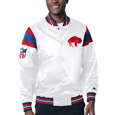 Men's Starter White Buffalo Bills Throwback Satin Full-Snap Varsity Jacket