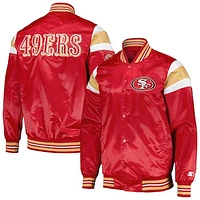 Men's Starter Red San Francisco 49ers Throwback Satin Full-Snap Varsity Jacket