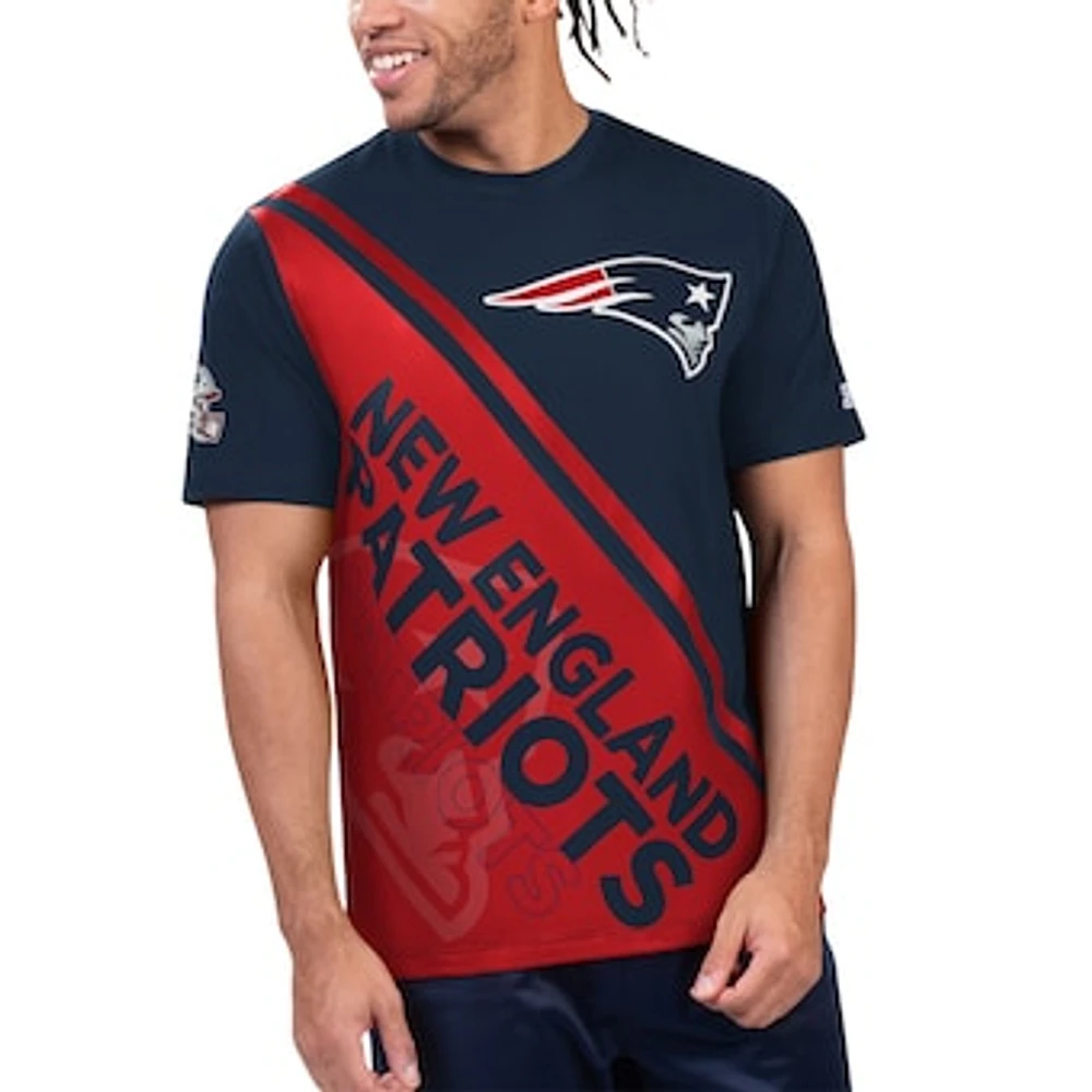 Men's Starter Navy/Red New England Patriots Finish Line T-Shirt