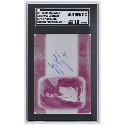 Ewan McGregor Star Wars Autographed 2021 Topps Star Wars Battle Plans Printing Plate #A-EM #1/1 SGC Authenticated Auto 10 Card