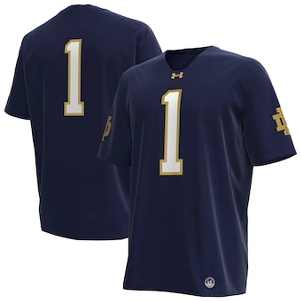 Men's Under Armour #1 Navy Notre Dame Fighting Irish Premier Football Jersey