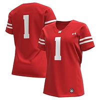 Women's Under Armour #1 Red Wisconsin Badgers Replica Football Jersey