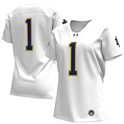 Women's Under Armour #1 White Notre Dame Fighting Irish Replica Football Jersey