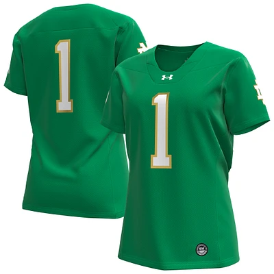 Women's Under Armour #1 Kelly Green Notre Dame Fighting Irish Replica Football Jersey