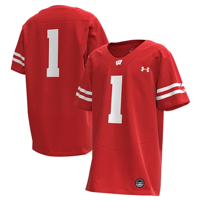 Youth Under Armour #1 Red Wisconsin Badgers Replica Football Jersey