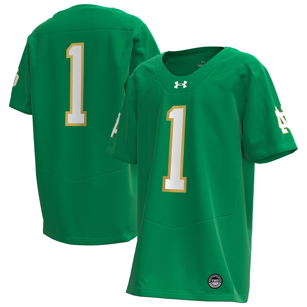 Youth Under Armour #1 Kelly Green Notre Dame Fighting Irish Replica Football Jersey