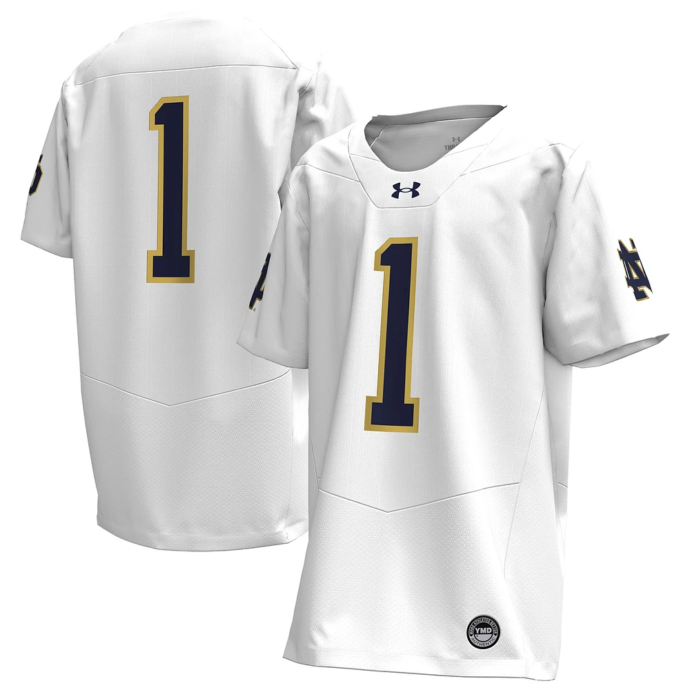 Youth Under Armour #1 White Notre Dame Fighting Irish Replica Football Jersey