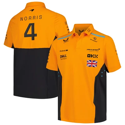 Youth Castore Lando Norris Orange McLaren F1 Team 2024 Driver Polo