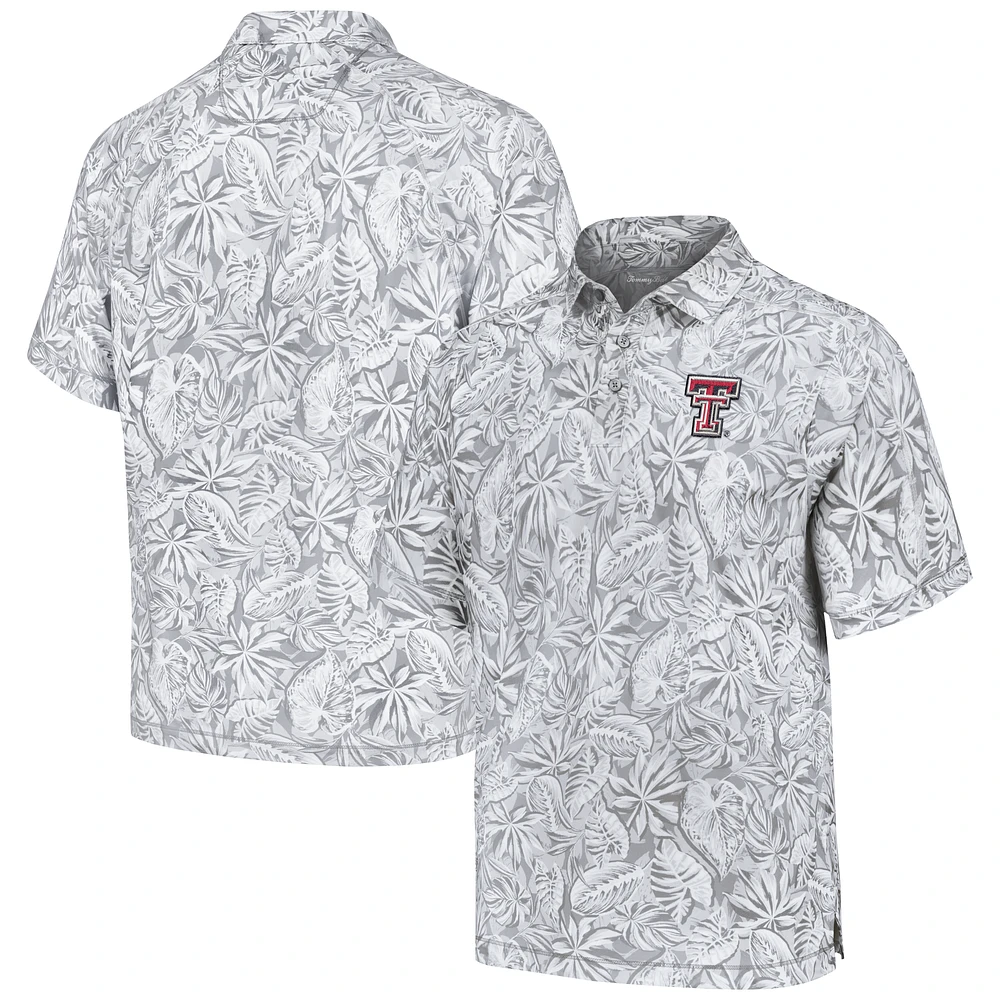 Men's Tommy Bahama Gray Texas Tech Red Raiders Tropical Score IslandZone Polo